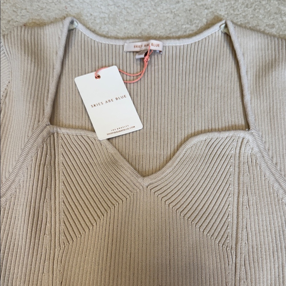 Women’s Beige Knit Sweetheart Sweater - Picture 3 of 7